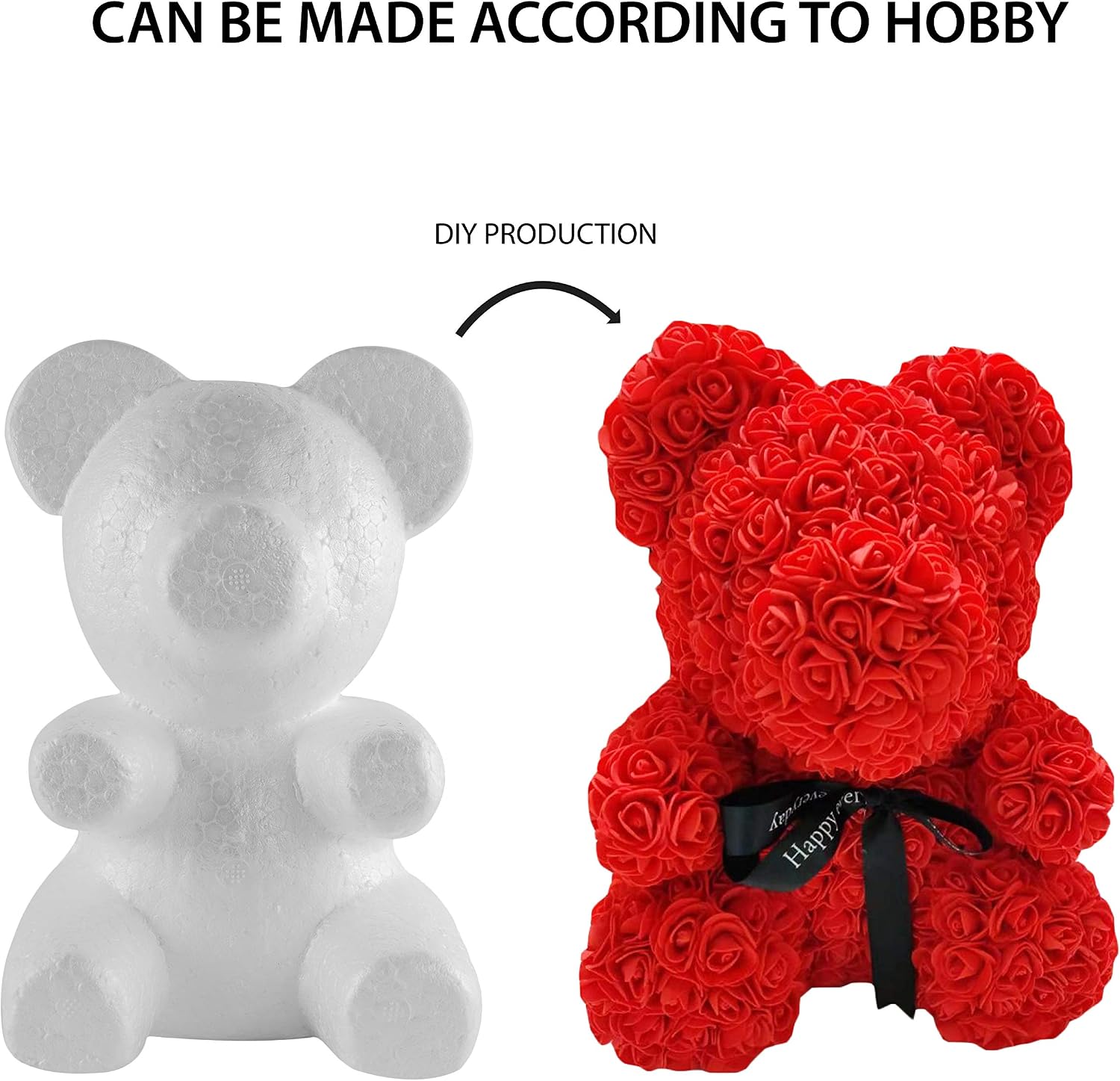 Super Z Outlet Foam Teddy Bear Shaped Flat Nose Polystrene Arts and Crafts Blank White DIY Mould Scultpture for Party Decorations, Wedding, Floral Arrangements (20cm x 13cm) (2)