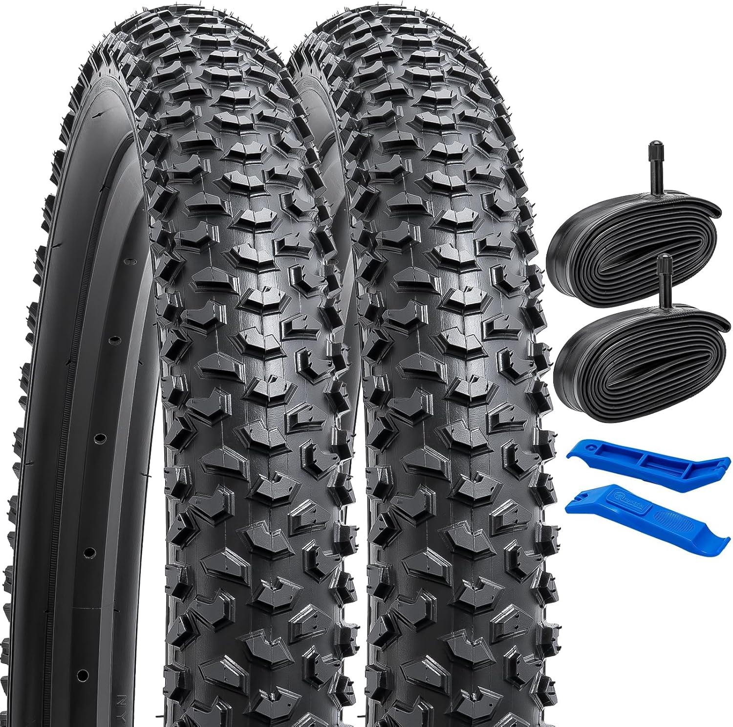 YUNSCM 24 Bike Tires 24x2.125/57-507 + Heavy Duty Tubes