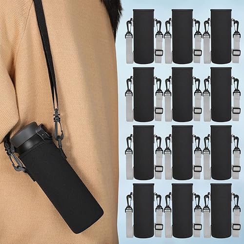 Miniatura 5 de Rtteri 6 bolsas de neopreno para botellas de agua con correa ajustable para el hombro, aislante de 32 onzas, funda para botella de agua, funda