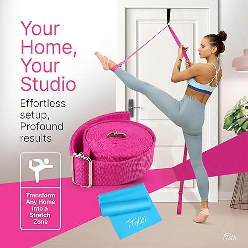 Vista 5 de Stretching Strap with Door Anchor & Resistance Band – Leg Stretcher for Improving Flexibility & Splits – Ideal for Ballet, Dance, Cheer, Yoga &