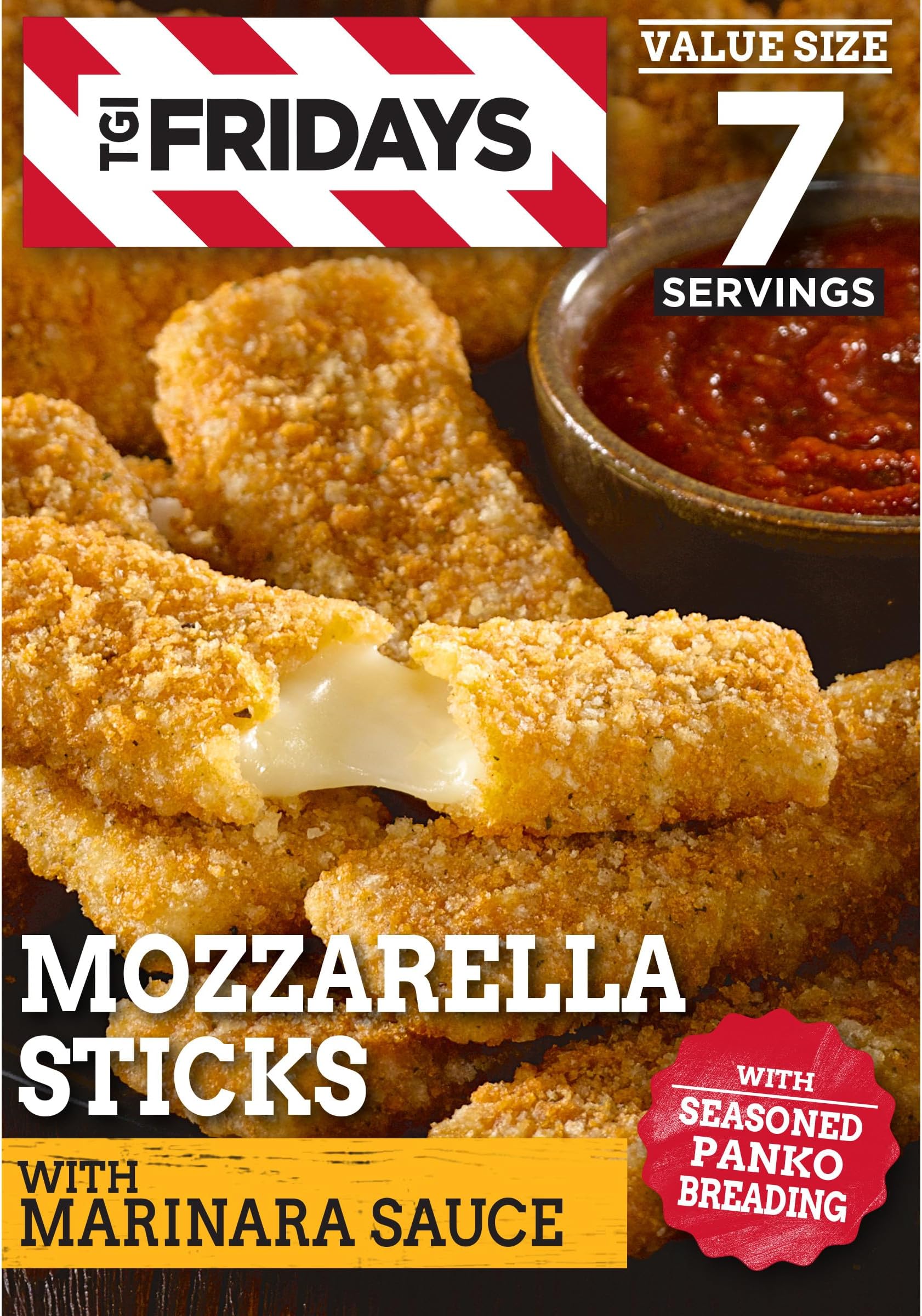 TGI Fridays Mozzarella Sticks Value Size Frozen Snacks with Marinara Sauce, 30 oz Box