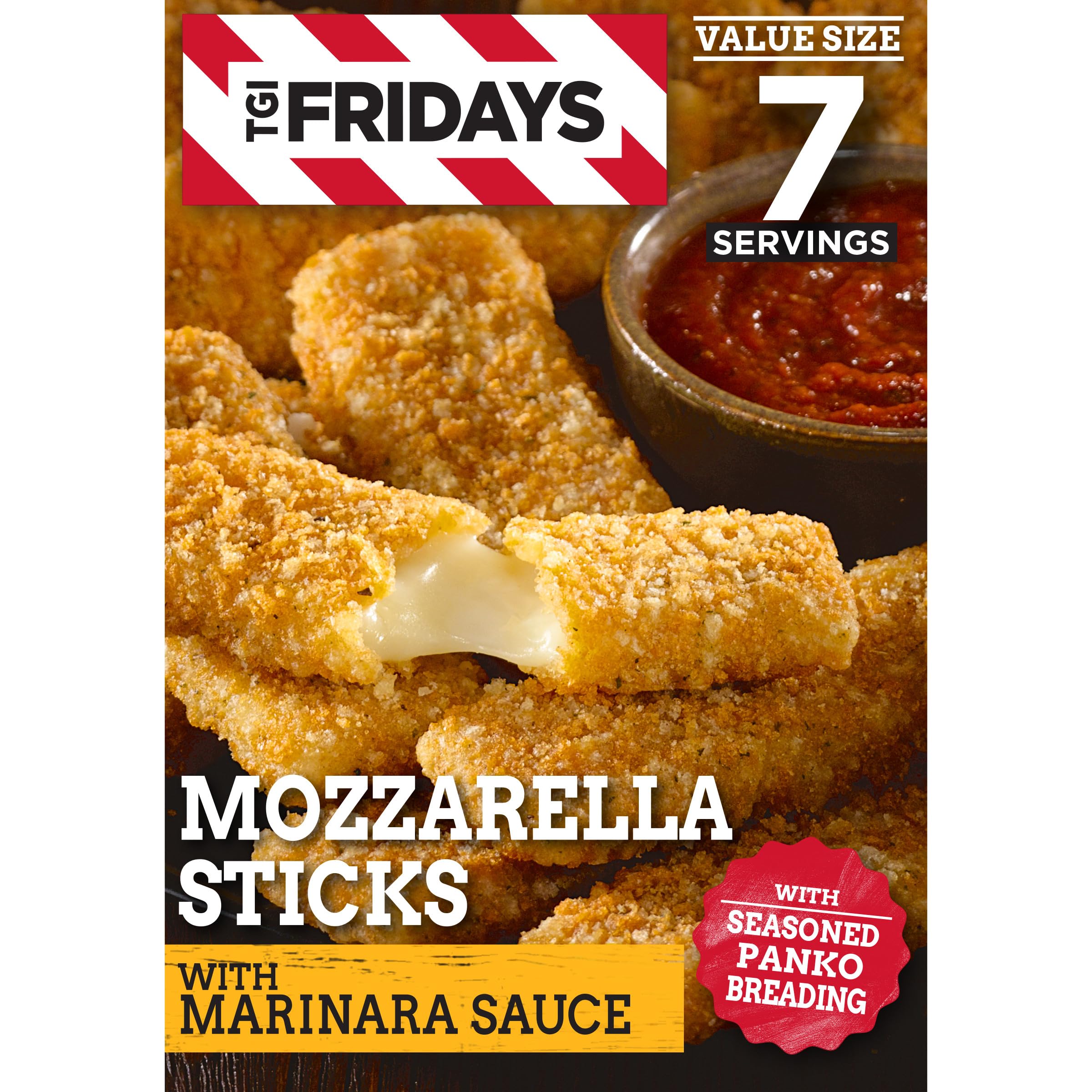 TGI Fridays Mozzarella Sticks Value Size Frozen Snacks with Marinara Sauce, 30 oz Box