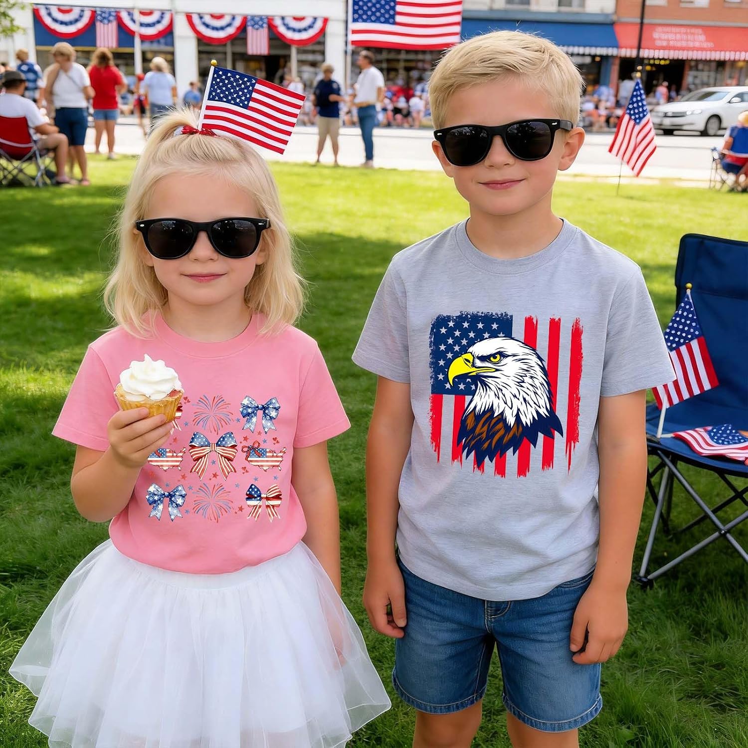 Kids 4th of July Shirts American Flag Graphic T-Shirt Cotton Short Sleeve Tees 3-13 Years