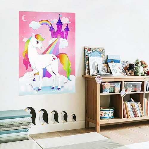 Miniatura 7 de JOYIN Pin The Unicorn Horn - Juego de 24 piezas de 21 x 28 pulgadas con temática de unicornio, suministros de fiesta, decoraciones de fiesta de