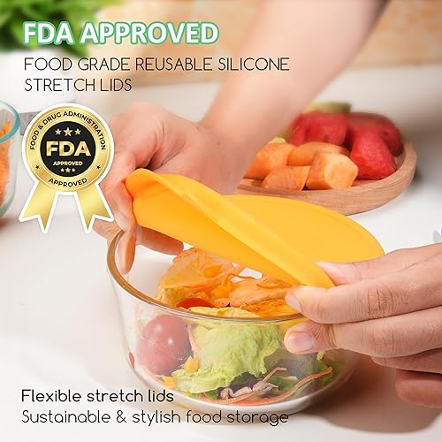 Miniatura 5 de Tapas redondas de silicona para almacenamiento de 4 tazas de repuesto para cuencos de vidrio Anchor Hocking y Pyrex 7201-PC (recipiente no incluido)