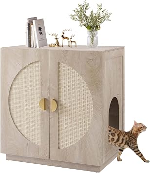 unipaws Tall Cat Litter Box Enclosure, Weathered Grey