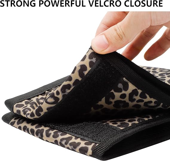 riemot Luggage Travel Cup Holder Free Hand Drink Carrier - Hold Two Coffee Mugs - Fits Roll on Suitcase Handles - Gifts for Flight Attendants Travelers Accessories Leopard