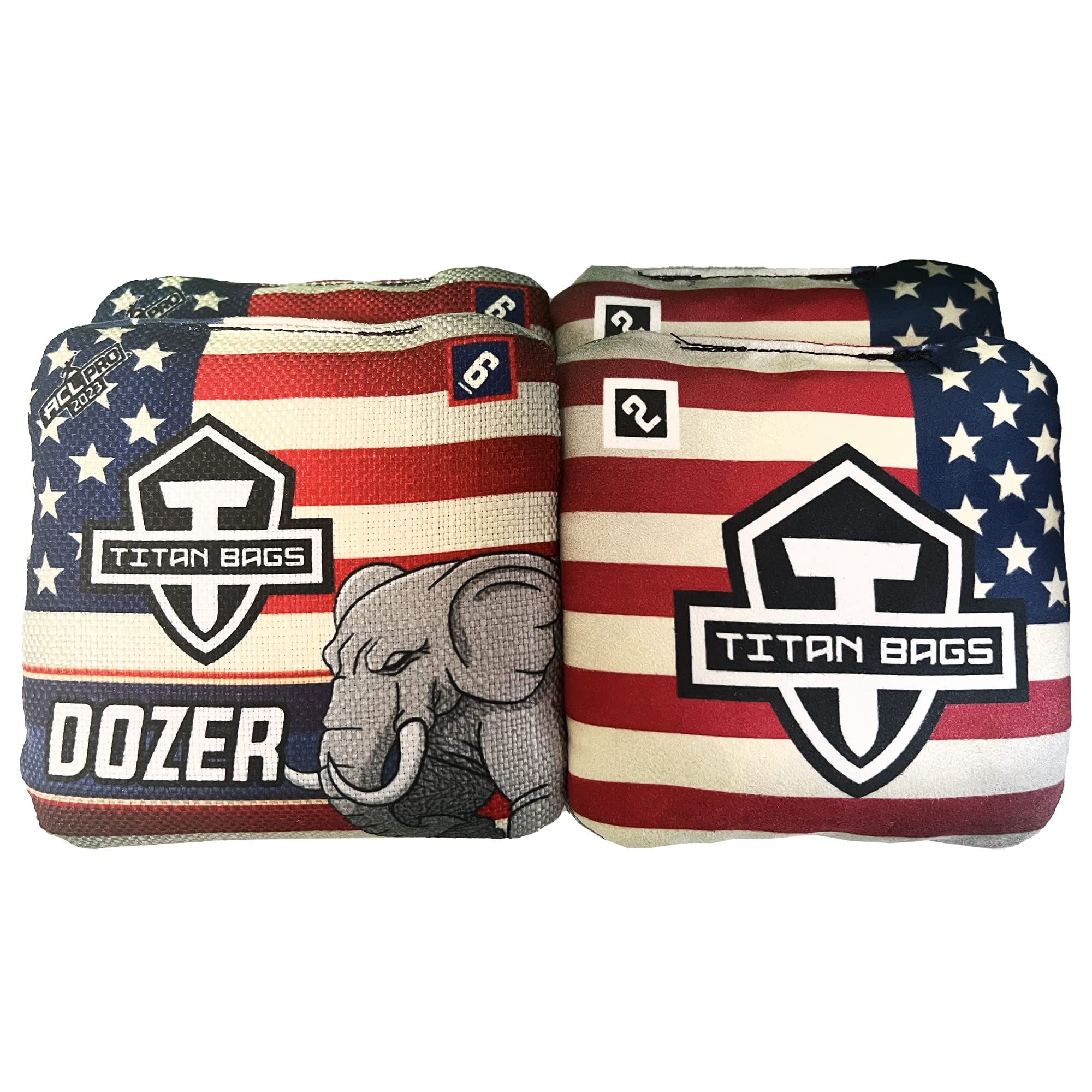 Dozer - ACL PRO Approved Toss Bag, Professional , Bean for , Tossing for Indoor and Outdoor Use, Suede Cloth Tournament Bean Bag (Merica)