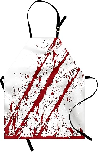 Ambesonne Delantal de Halloween, babero de cocina unisex con cuello ajustable para cocinar jardinería, Rosado y blanco