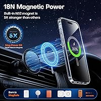 Vista 309 de TAURI Funda magnética 2 en 1 transparente para iPhone 14 Pro, compatible con Magsafe [no amarillenta] con protector de pantalla, protección de grado