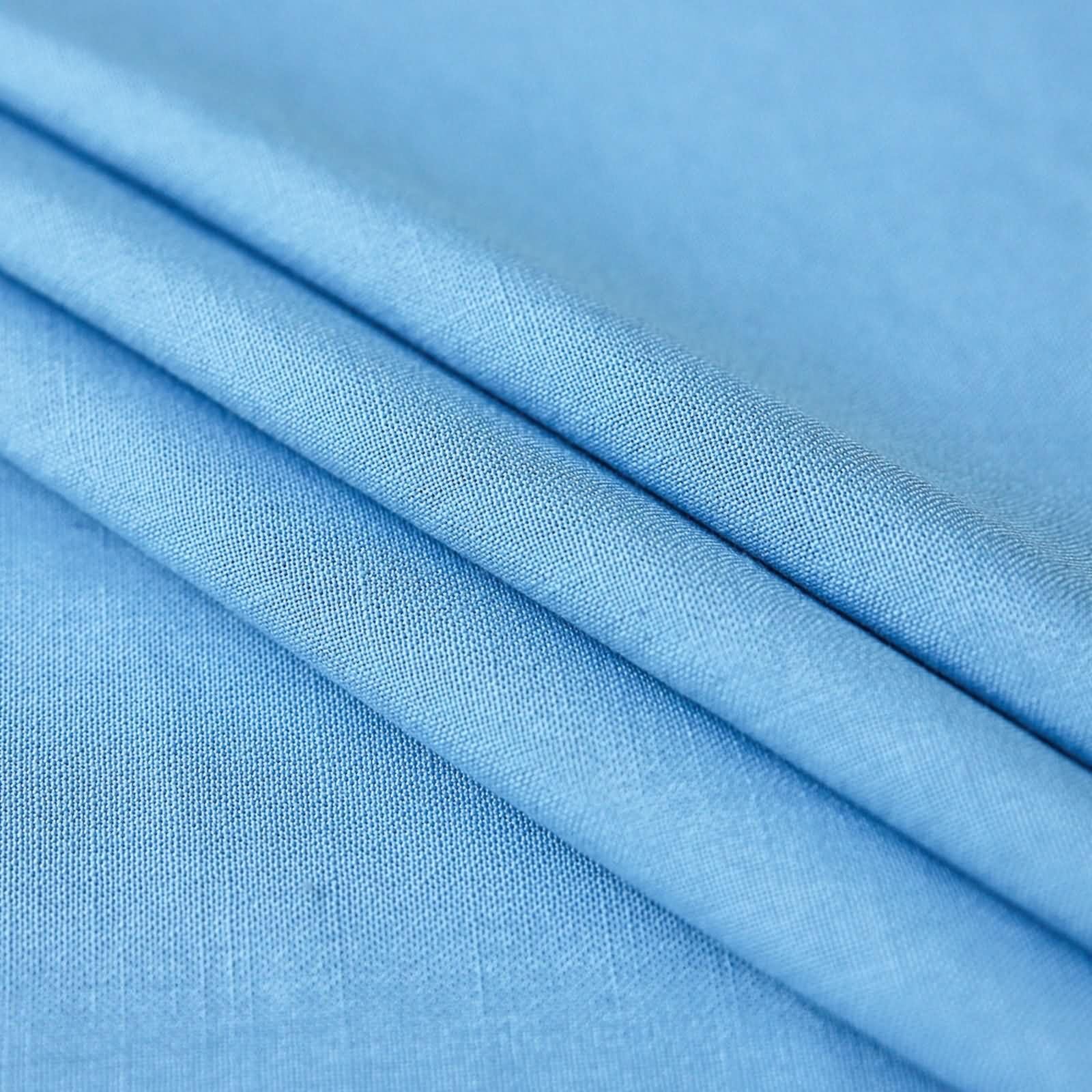 Mantel Lavable Redondo Azul Claro, Color Sólido con Borlas, de Algodón y Lino Elegante, 240 cm, Mantel para Jardín y Terraza