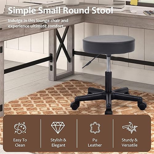 Miniatura 3 de HOMYEDAMIC Silla de oficina giratoria de cuero PU Silla ejecutiva de computadora de altura ajustable con ruedas (negro)