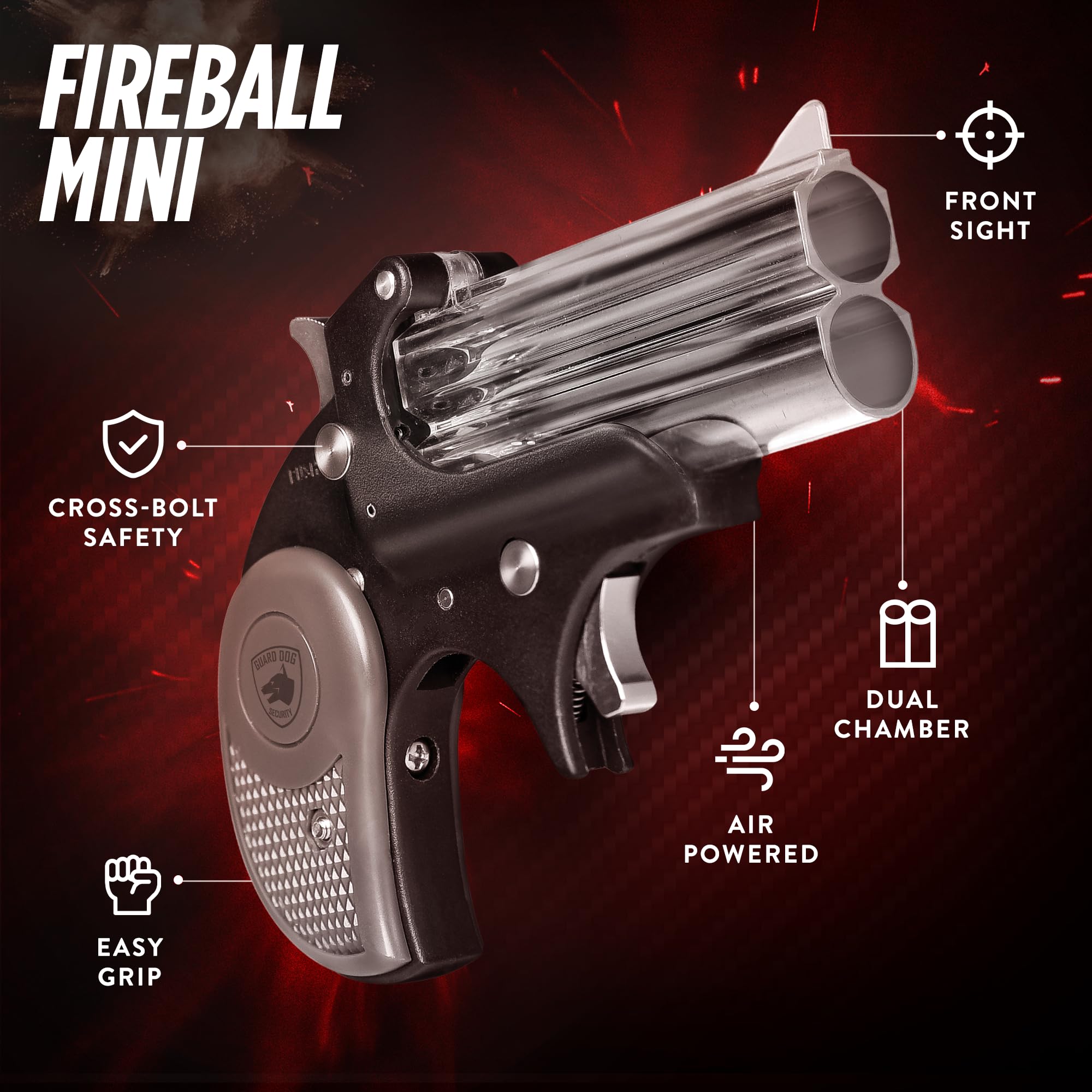 Fireball Mini, il più piccolo lanciatore calibro .50, dispositivo di autodifesa a doppia munizione, dispositivo domestico e di autodifesa, raggio di 15 metri, set di protezione compatto non letale con