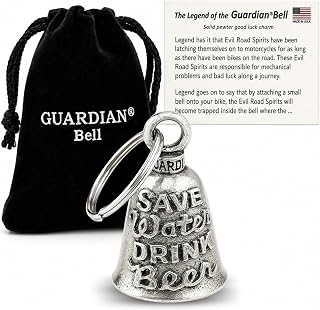 Guardian Bell Substance Good Luck Bell w/Keyring & Black Velvet Gift Bag | Motorcycle Bell | Lead-Free Pewter | Made in USA