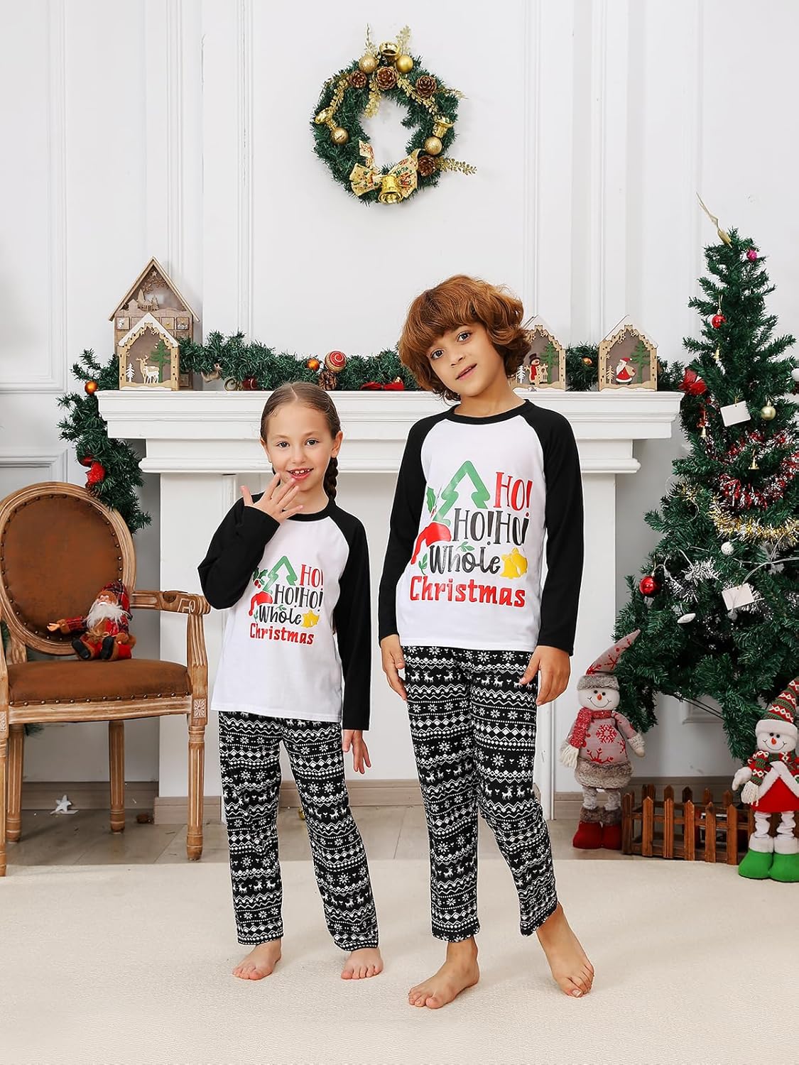Matching Christmas Pajamas Sets for Family, Cute Womens Mens Christmas Pjs(Men,L,White Ho) - Image 4