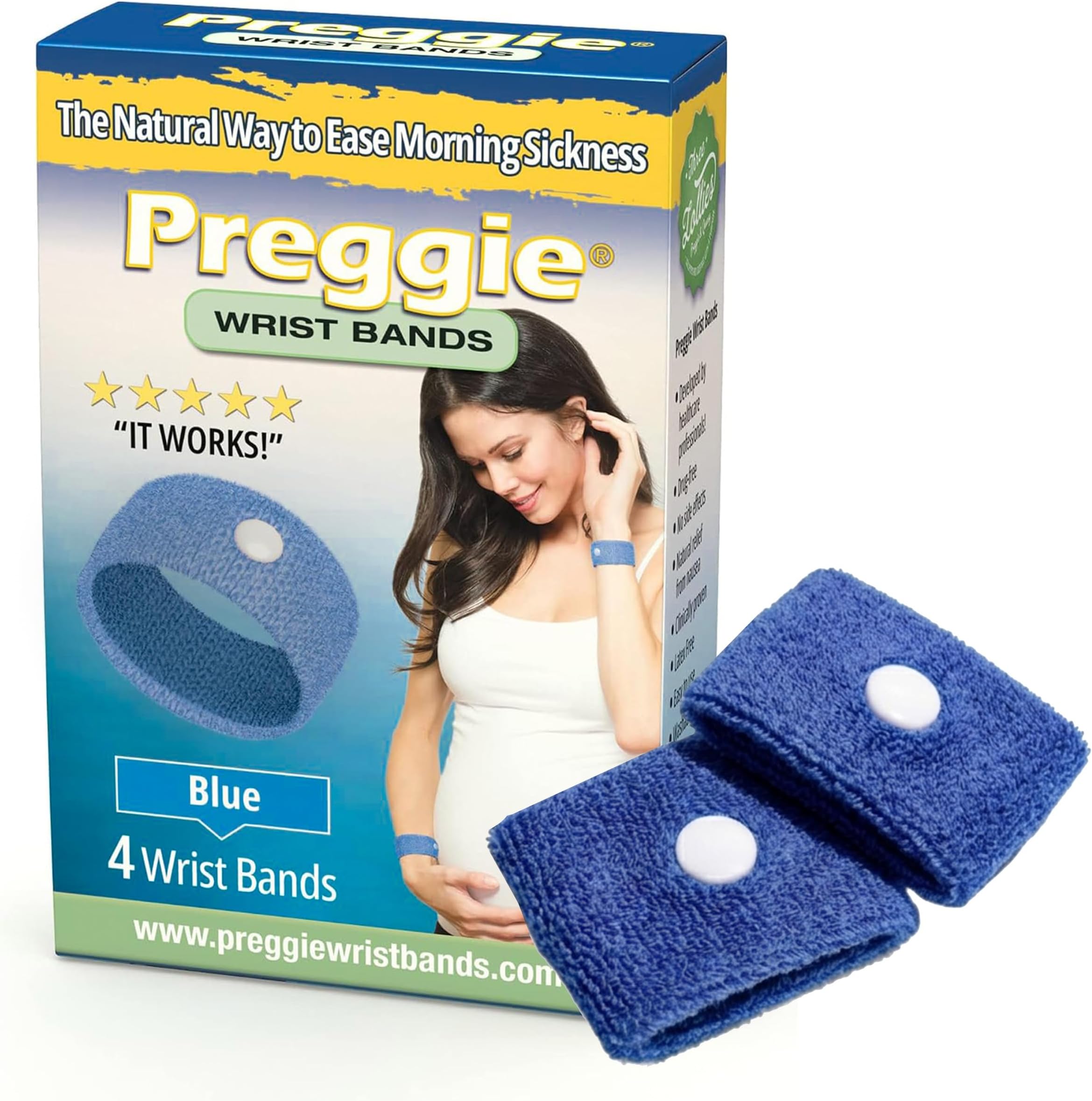 Three Lollies Preggie Anti-Nausea Wristbands, Blue, 4 Bands