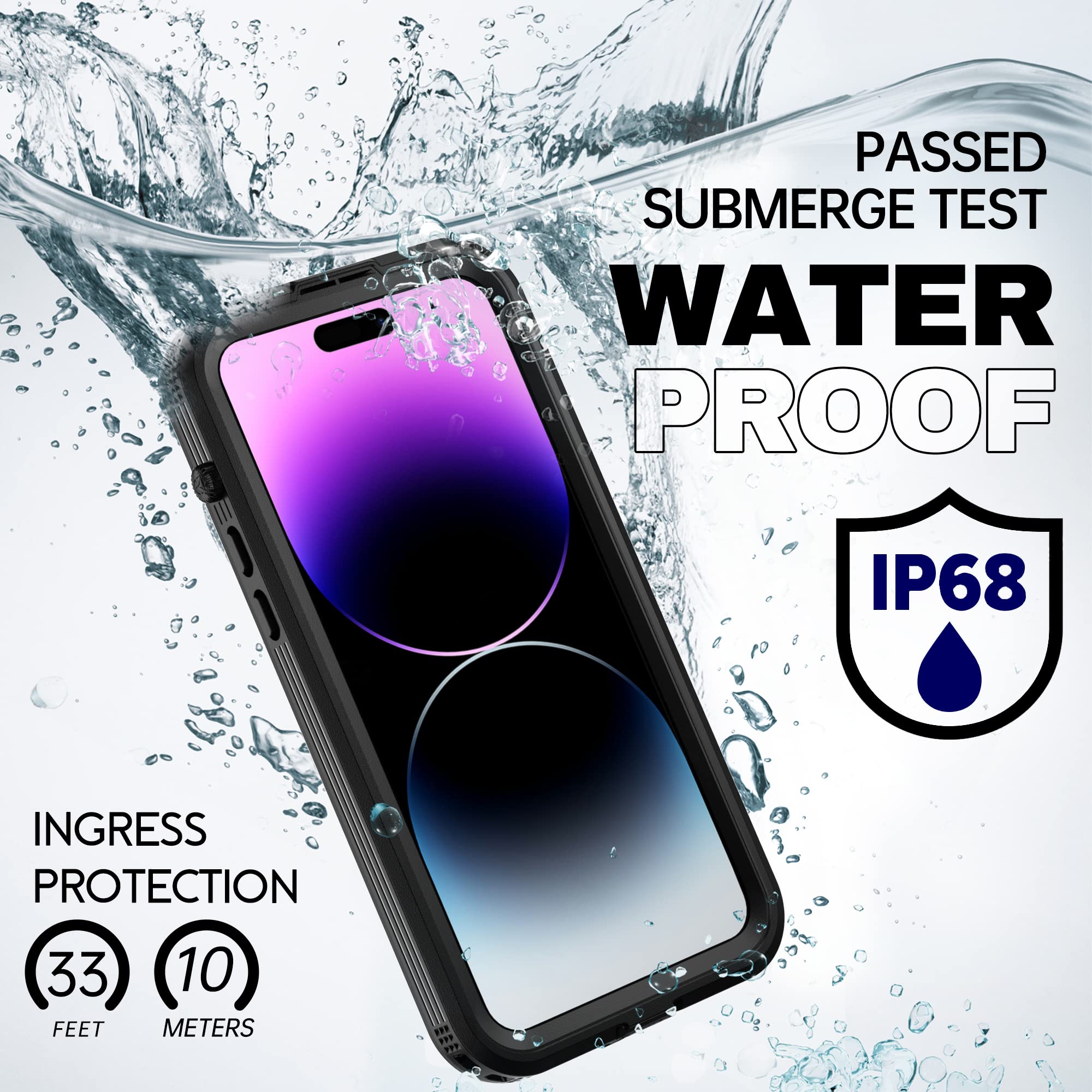 BEASTEK Funda impermeable para iPhone 14 Pro, serie SRE, MagSafe a prueba de golpes con protector de pantalla integrado y funda protectora magnética IP68, iPhone 14 Pro de 6.1 pulgadas (negro)