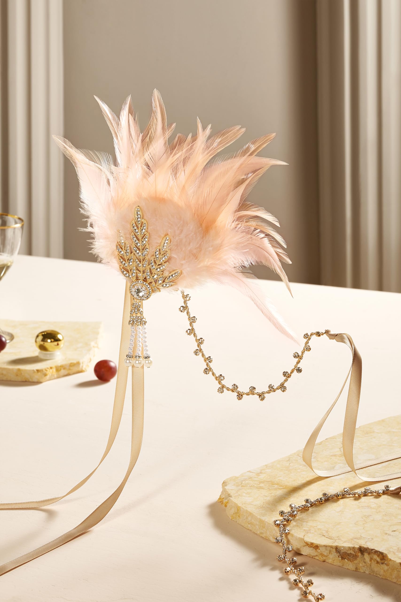 Flapper Gold Gatsby Inspired Leaf Shop 1920s Headpieces - Rhinestone Leaf Hairband | BABEYOND main image 4