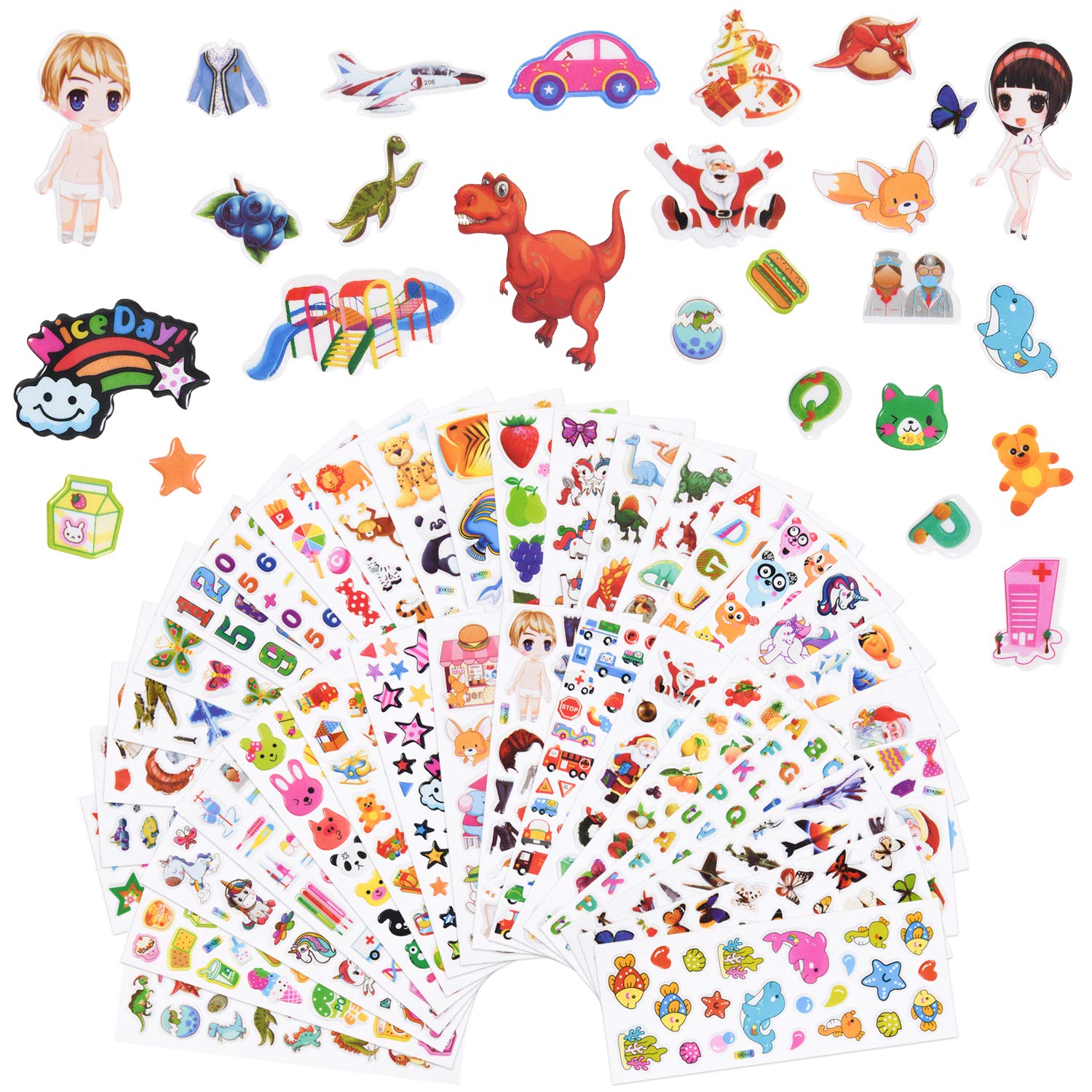 30 Feuilles D'autocollants 3D Pour Enfants 2-4 Ans - Animaux, Dinosaures, Transformateurs - Gommettes éducatives En Mousse