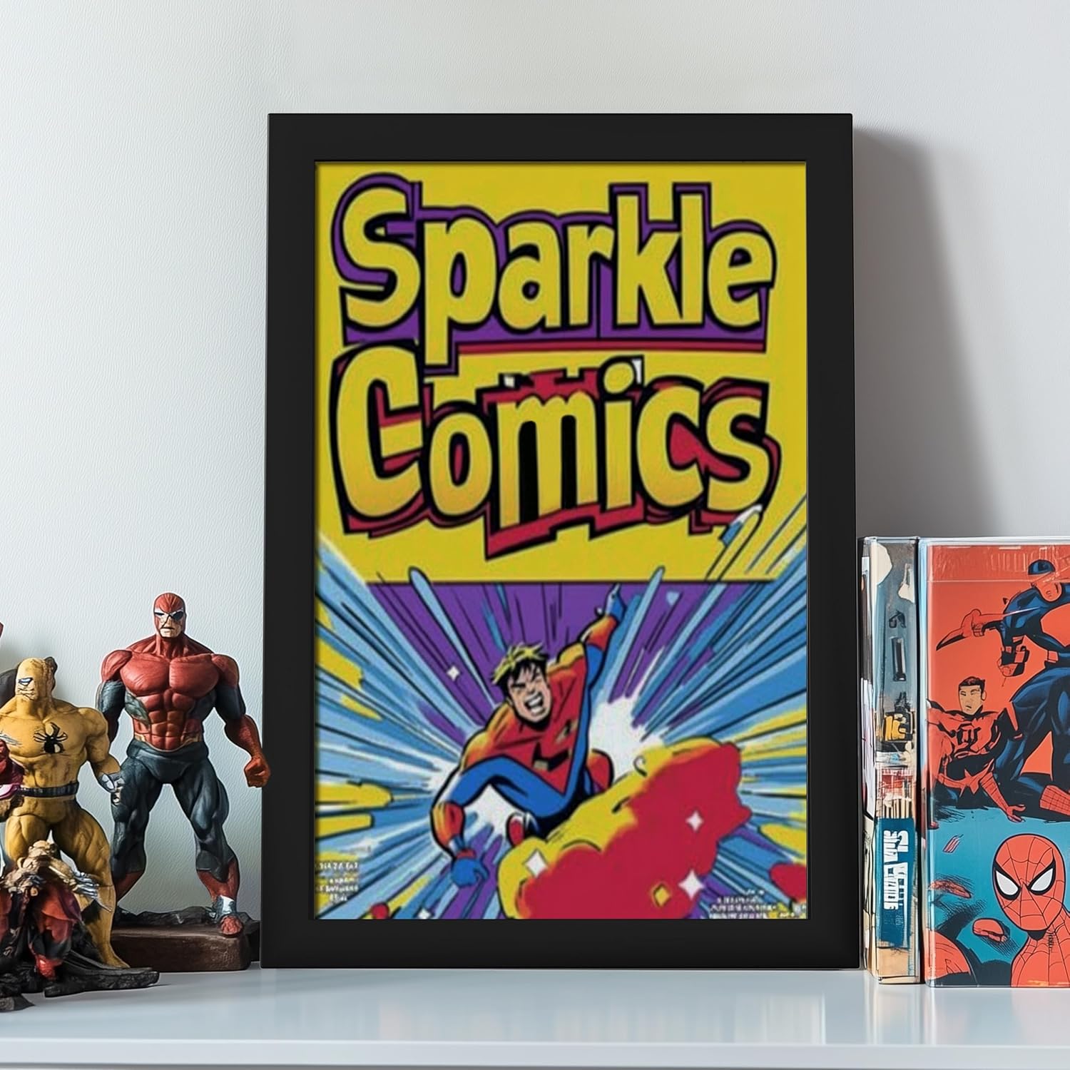 eletecpro Comic Book Frames Set of 8, Picture Magazine Frame Fits Current Single Comic Book up to 6 3/4" x 10 1/4", Wall Mount or Tabletop Display, Black