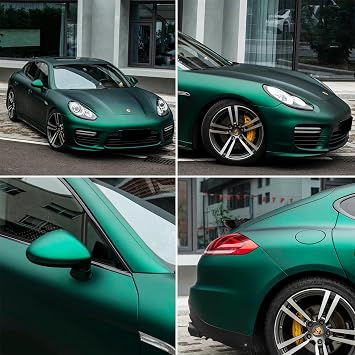 Matte Metallic Dark Green Car Wrap DIY Satin Finish Vehicle Vinyl Film with Air Release Technology, 60 x 75.02cm