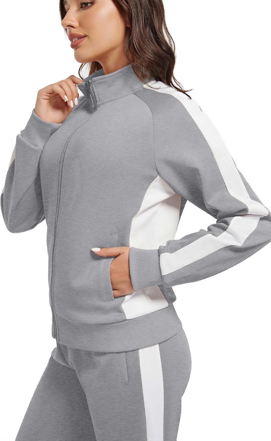 Women's Full Zip-Up Tracksuit Set Long Sleeve Casual Jogging Suits Workout Gym 2 Piece Outfits with Pockets - Image 6