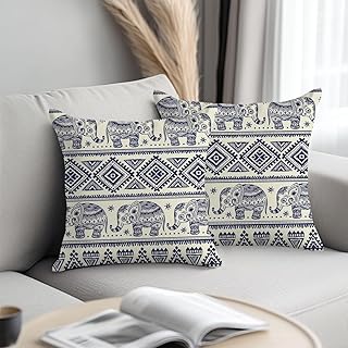 Boho Elephant Pillow Covers 18x18 Set of 2, Elephant Gifts for Women, Bo...