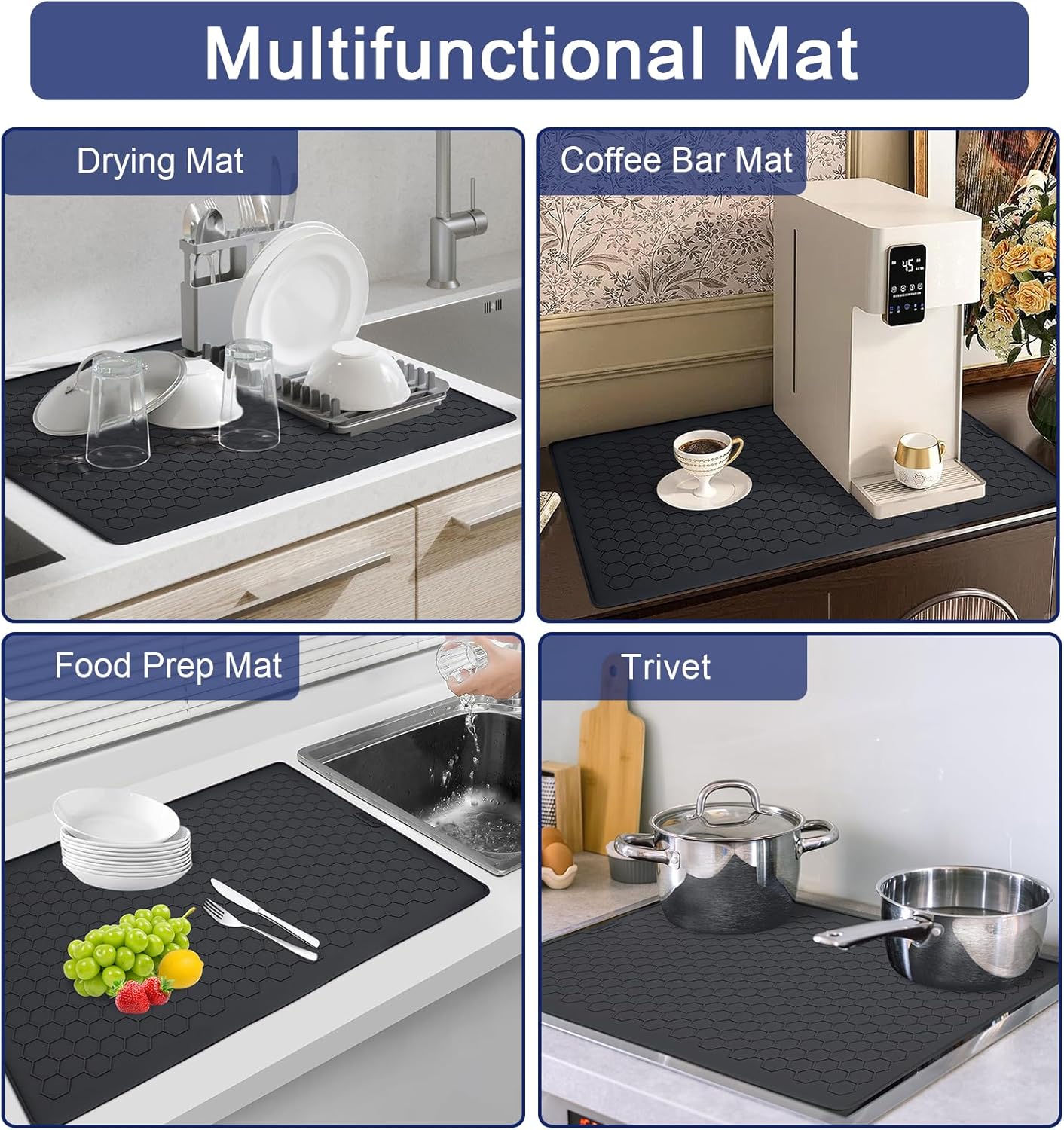 Stove Top Covers for Electric Stove - 30" x 21" Extra Large Silicone Stove Mat for Glass Top Stove, Heat Resistant Cooktop Protector, Ceramic Range Covers, XL Dish Drying Mat for Home Kitchen, Black