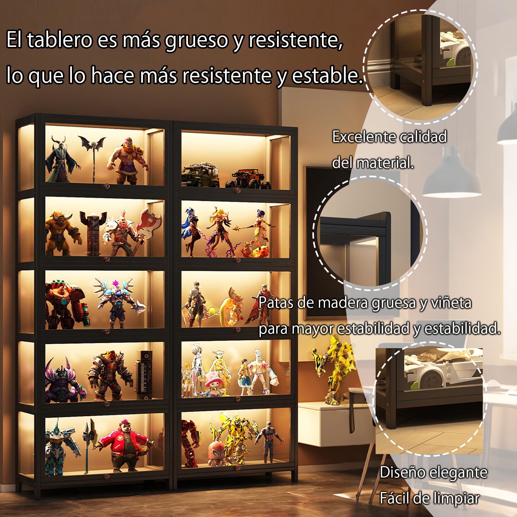 Vitrina Expositora para Colecciones, Acrylic Vitrinas para Colecciones, libreria con Puertas, vitrinas+expositoras+Marco Bambu, estanteria Figuras Coleccion.