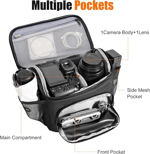 Miniatura 3 de Cwatcun Bolso bandolera para cámara pequeña, bolsa bandolera para cámara, impermeable, para fotografía de viaje, para Canon, Nikon, Sony, Fuji