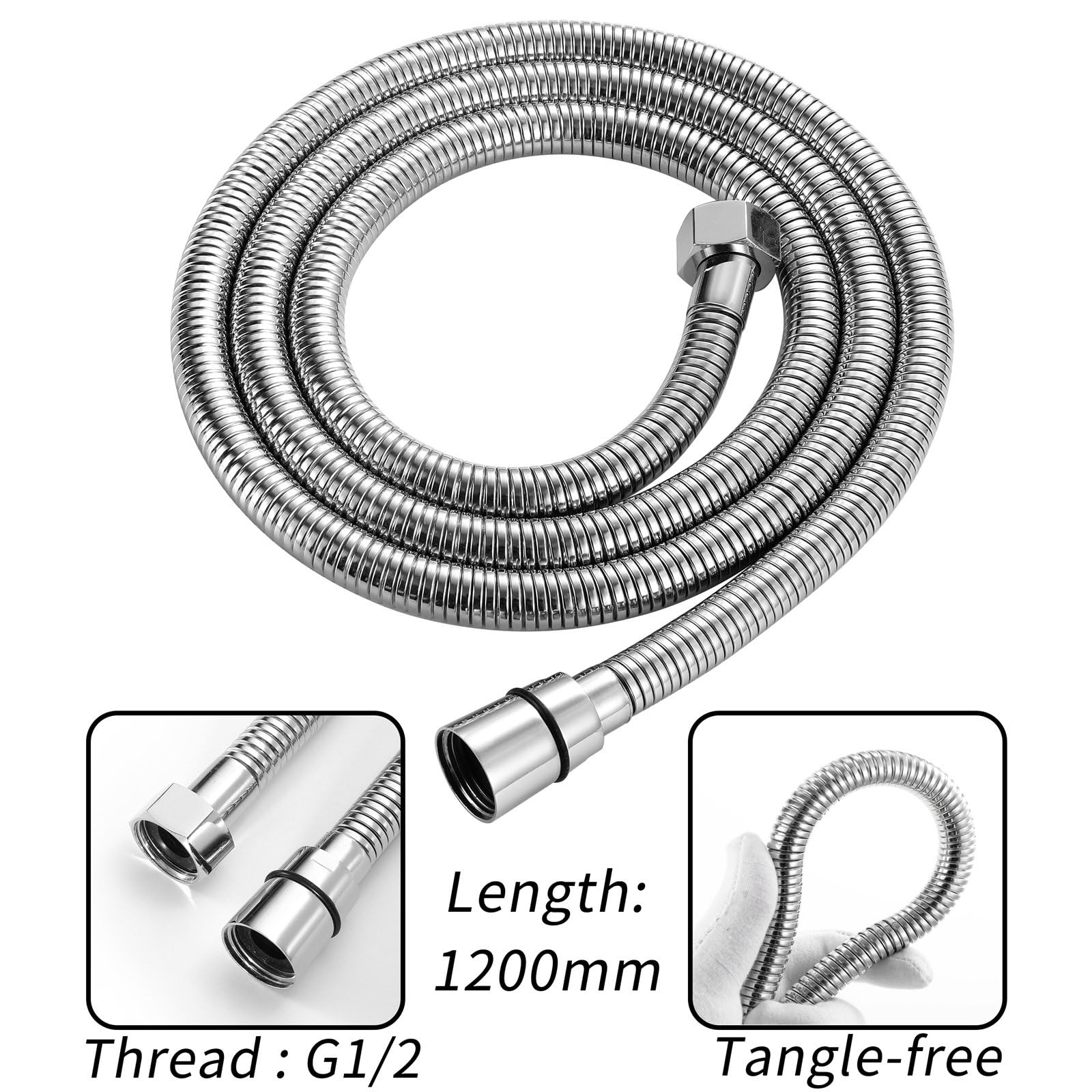 Billg Cabezal de Ducha de Mano Ahorro de Agua de Alta Presión, 2 Modos de Pulverización, Alcachofa de Ducha con Soporte de Ducha y 1,2M Manguera, Duchas de Baño Alcachofa, Ajuste Universal, Latón