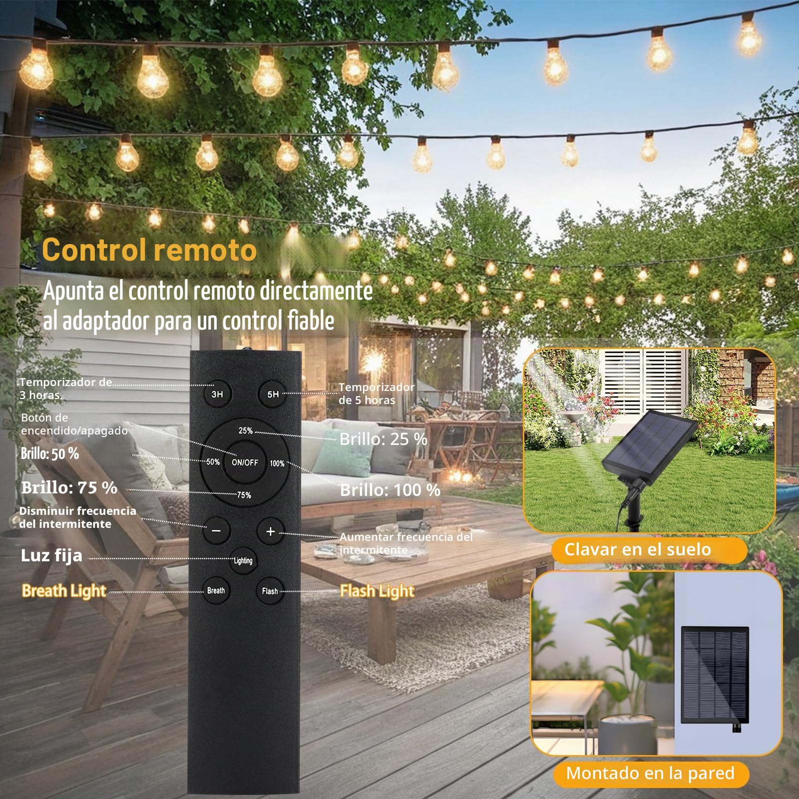 Sprifityy Guirnaldas Luces Exterior Solar,Solar al aire libre cadena (35m)
