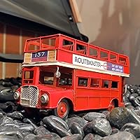 Vista 2 de Vintage London Double Decker Sightseeing Bus Modelo Open Top Diecast Metal Modelo Réplica Rojo Londres Autobús Figurine Colección