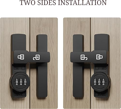 Miniatura 6 de Cerradura de puerta de granero - Cerradura de conexión de 3 dígitos para puerta de granero de 180 grados - Cerradura de puerta de seguridad para el