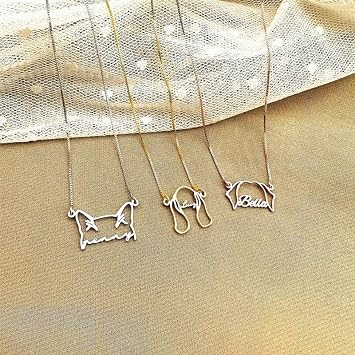 XVX Custom Engraved Pet Mom Necklace with Personalized Portrait for Cat and Dog Lovers-Silver
