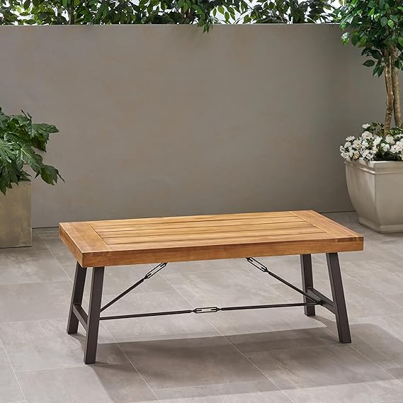 roomfitters Outdoor Acacia Wood Coffee Table, Teak Finish