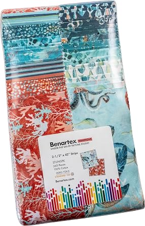 Skyline Studio Under The Sea Strip-Pies 40 2.5-inch Strips Jelly Roll Benartex
