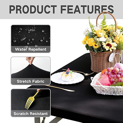 Miniatura 4 de Nacuci Funda Cuadrada Ajustable para Mesa, Mantel Elástico de 3 pies, de Spandex Elástico, Cubierta de Mesa para Interiores y Exteriores, para