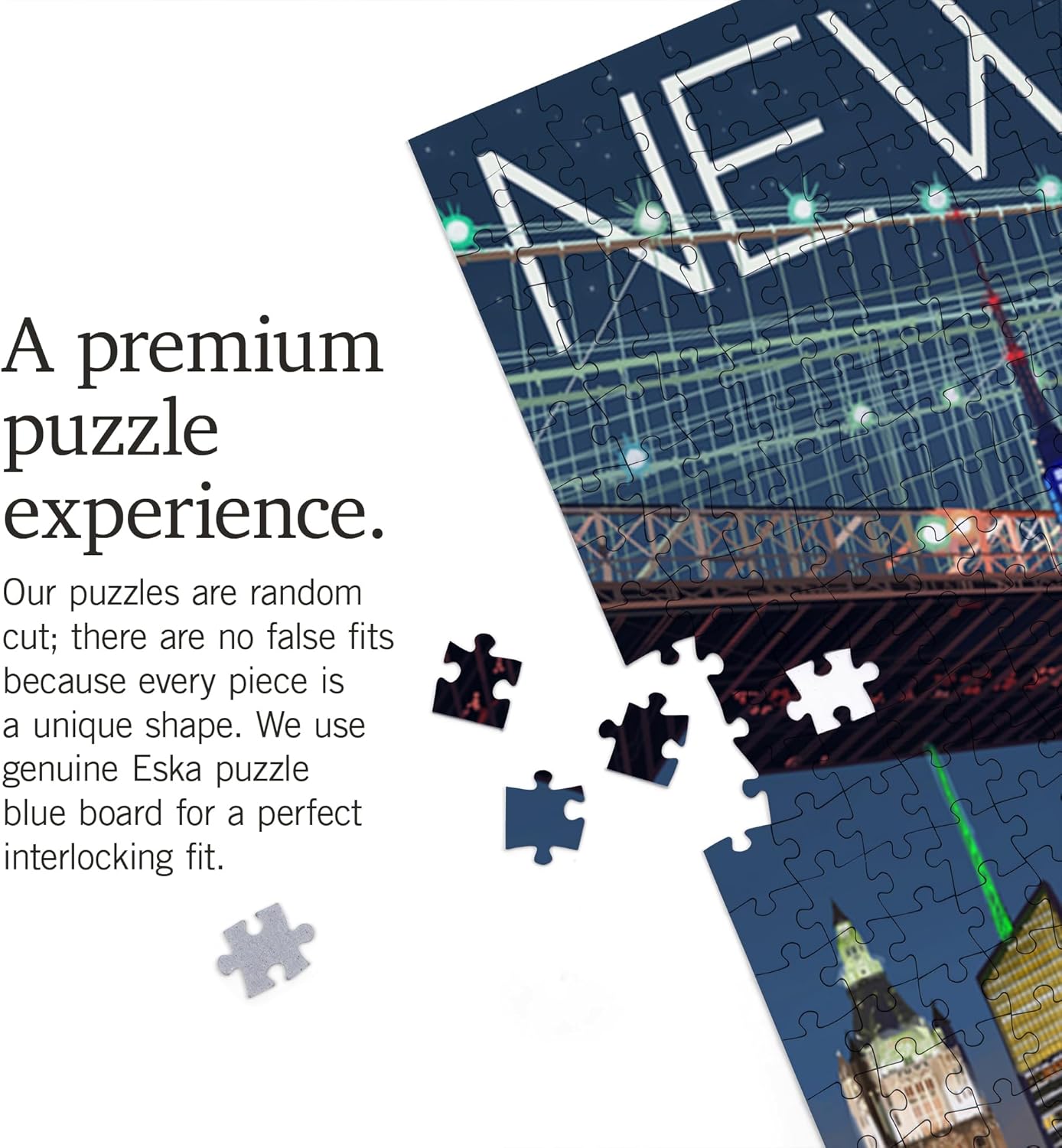 Lantern Press New York, Skyline at Night 1000 Piece Jigsaw Puzzle for Adults, Made in USA with Reference Poster