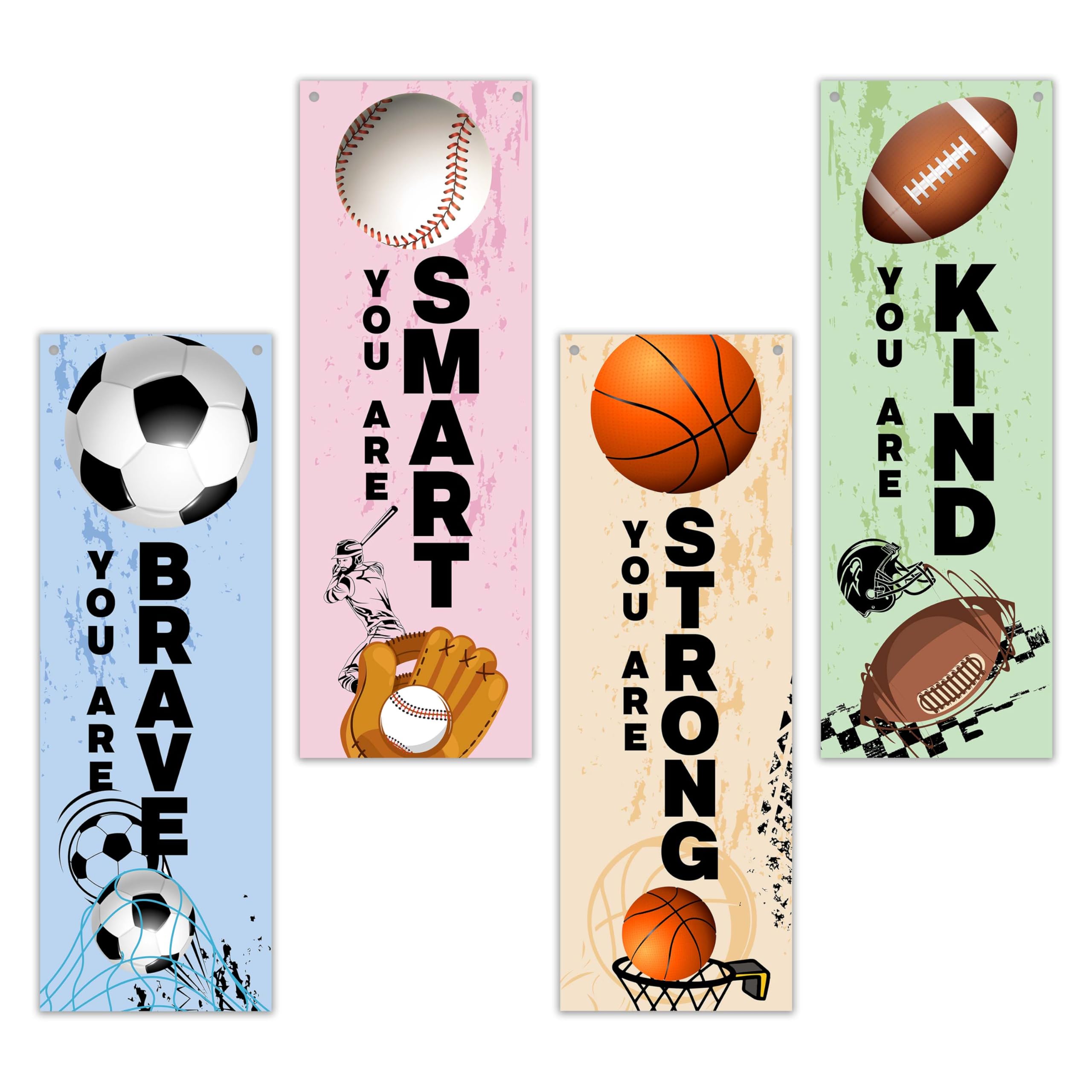 4pcs Sports Wall Decor Inspirational Wall Art For Home All Star Wooden Decorations You Are Brave You Are