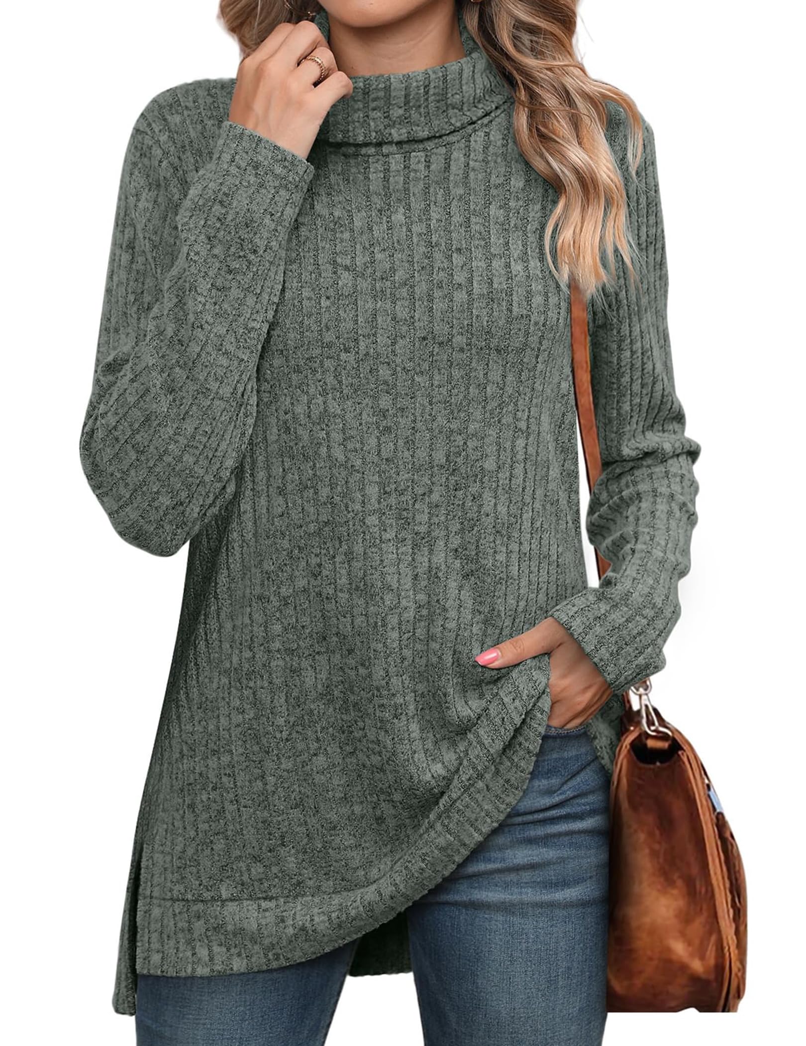Wavlynn Womens Turtleneck Sweater High Neck Cozy Oversized Breathable Comfort For Winter Layering main image 1