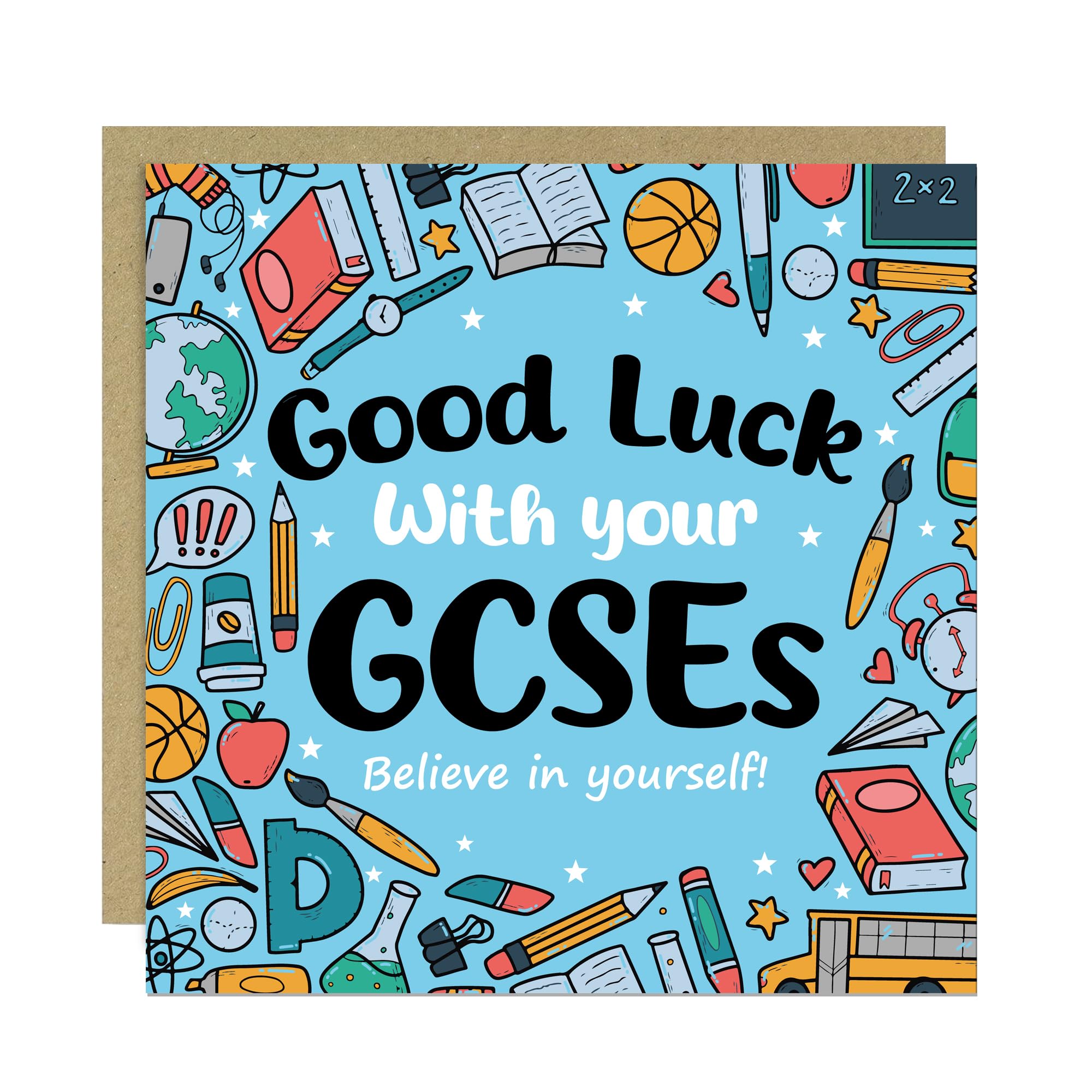 RED OCEAN GCSE Good Luck Card with Envelope - Exam Good Luck Card for Students - Motivational GCSE Encouragement Card - Revision Support Greeting Card - Believe in You Card (White Red Multi)