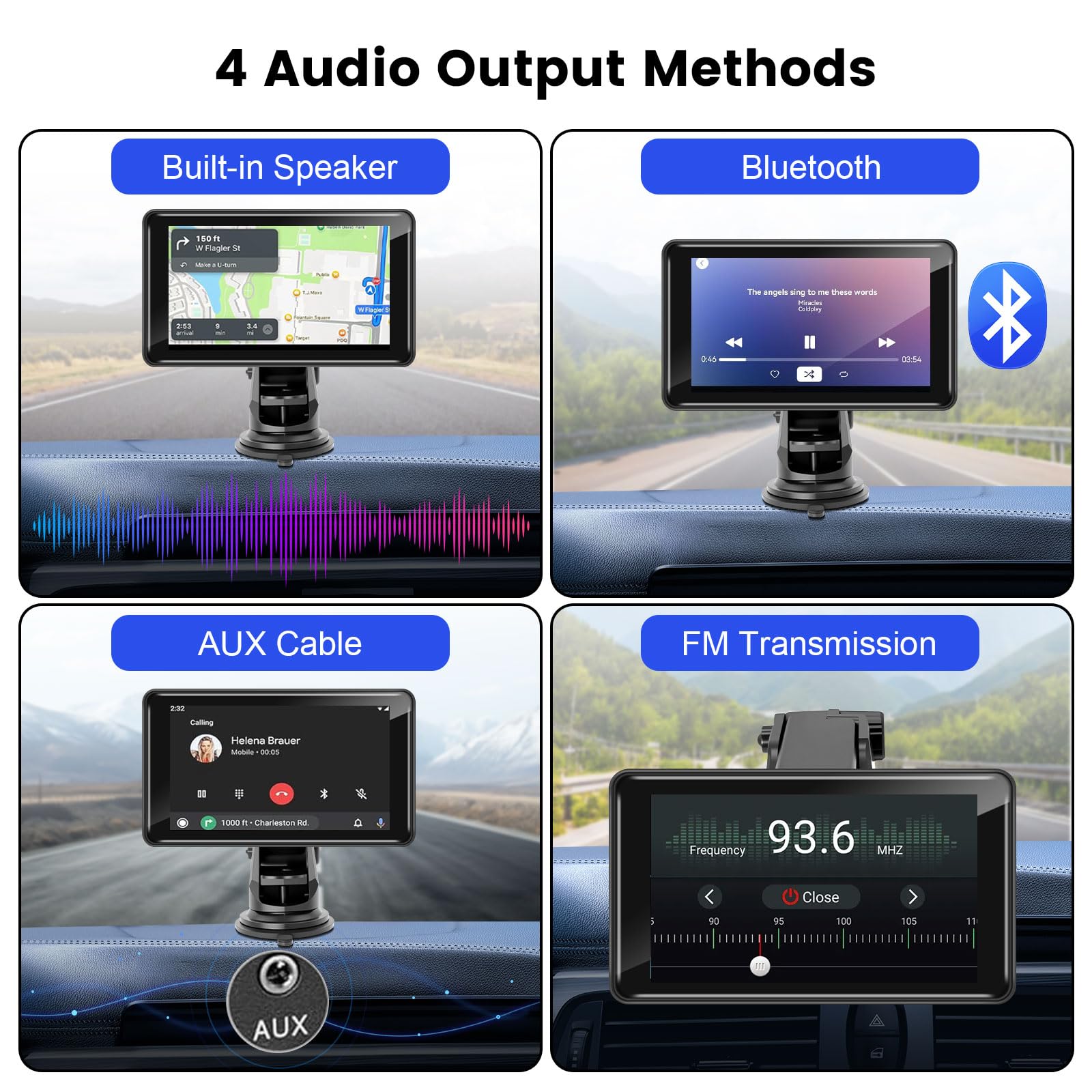 Wireless CarPlay Screen for Car, 7” HD Touch Android Auto Car Play Screen Portable Car Stereo Live Navigation Bluetooth Mirror Link Music, Video, Player Siri, GPS, FM, AUX, AirPlay - 5
