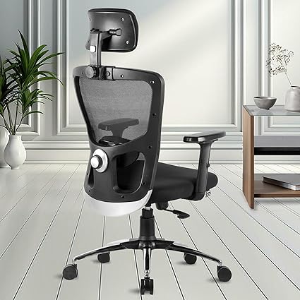 ASTRIDE Flexpro Ergonomic Office Chair for Home | 3-Years Warranty | Smart Multi-Tilt Lock Mechanism | 2D Adjustable Soft Armrests & Lumbar Support | 3D Headrest [Heavy Duty Metal Base, Black]