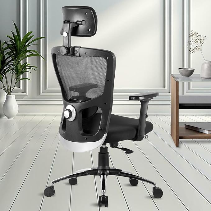 ASTRIDE® Flexpro Ergonomic Office Chair for Home | 3-Years Warranty | Smart Multi-Tilt Lock Mechanism | 2D Adjustable Soft Armrests & Lumbar Support | 3D Headrest [Heavy Duty Metal Base, Black]