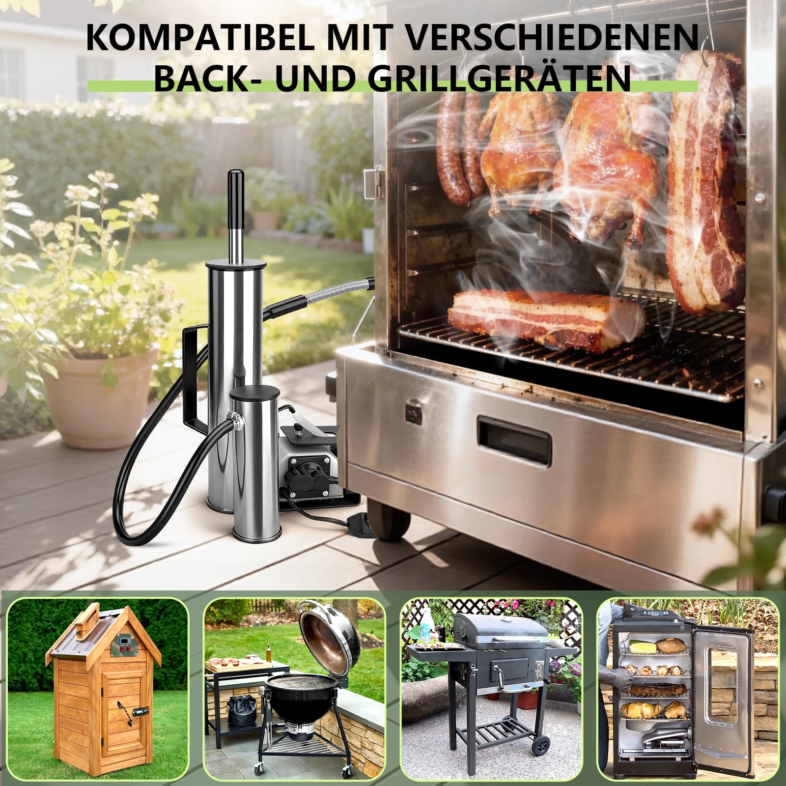Generator zimnego dymu ze stali nierdzewnej, elektryczny generator dymu do pieca wędzarniczego, z super wydajną pompą tlenu 25 W, płynna regulacja ilości dymu, idealny do ryb, mięsa, sera, grilla