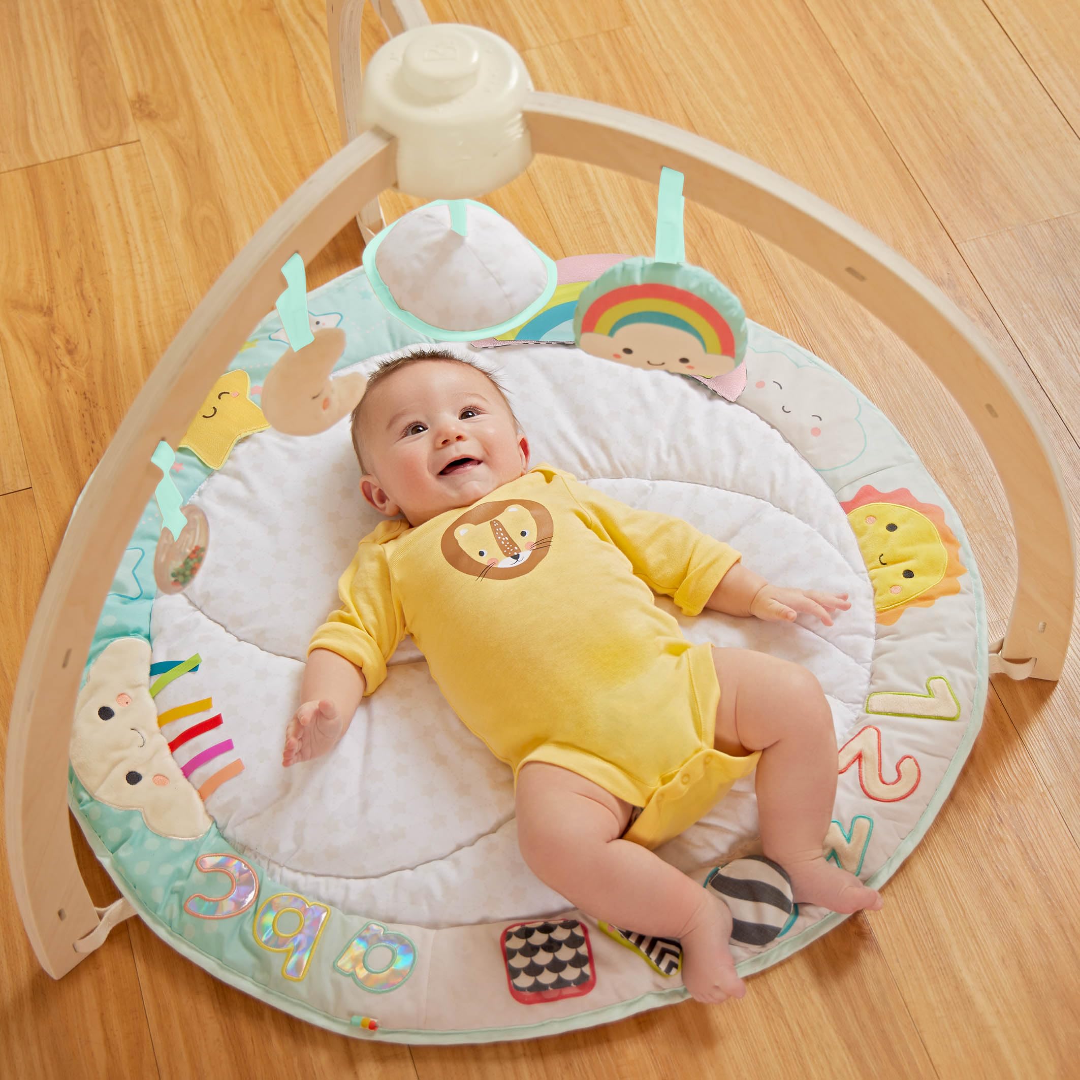 B. toys - Gimnasio de Juegos de Sol a Sol - Gimnasio de Madera para bebés - Colchoneta Blanda - Juguete sensorial Colgante - Actividades de Desarrollo - Recién Nacido