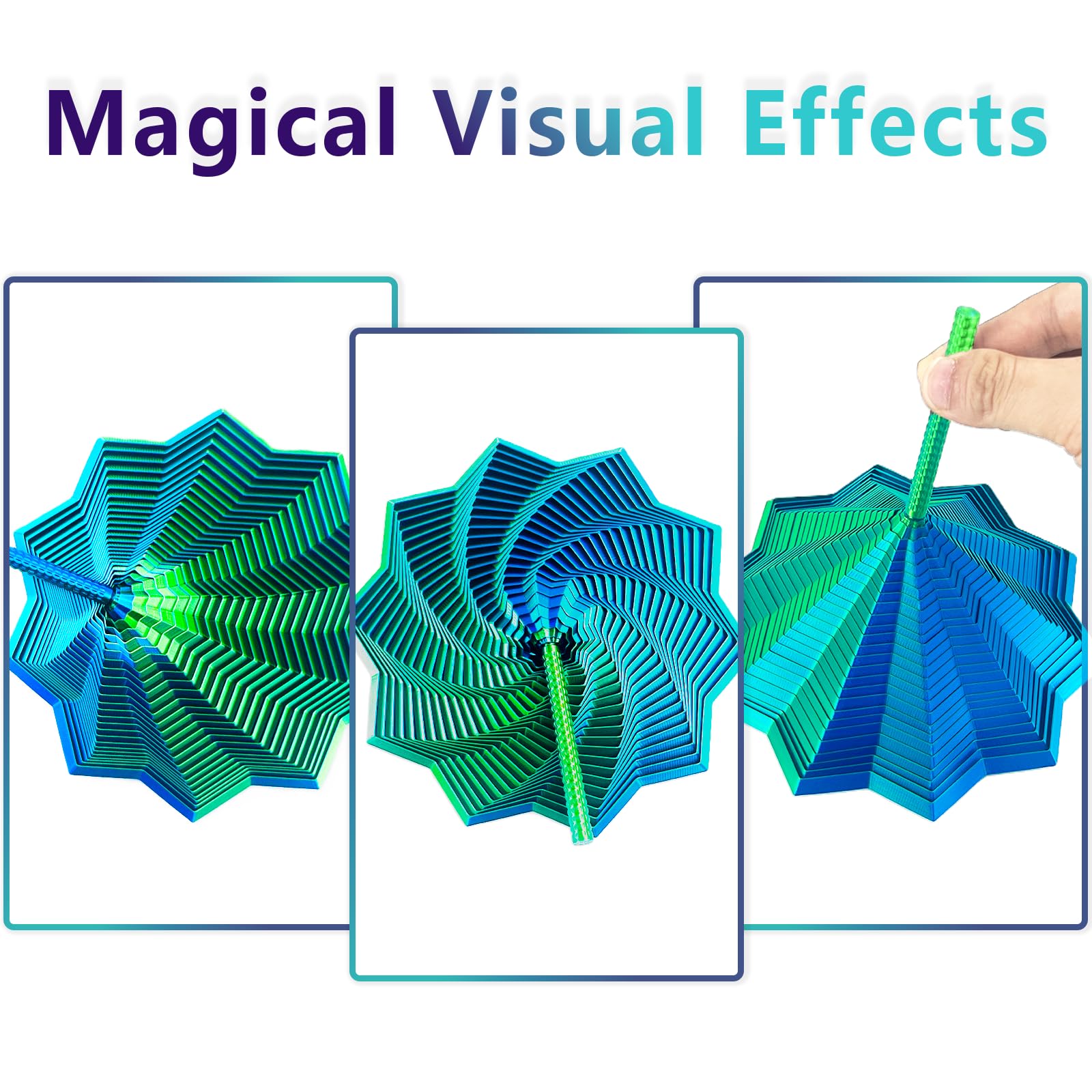 14,5 cm Fractal Fidget Hexagon 3D, antystresowe zabawki Fidget, zabawki antystresowe dla dorosłych i dzieci, gry sensoryczne autyzm, sześciokątna geometryczna zabawka sensoryczna (zielony)