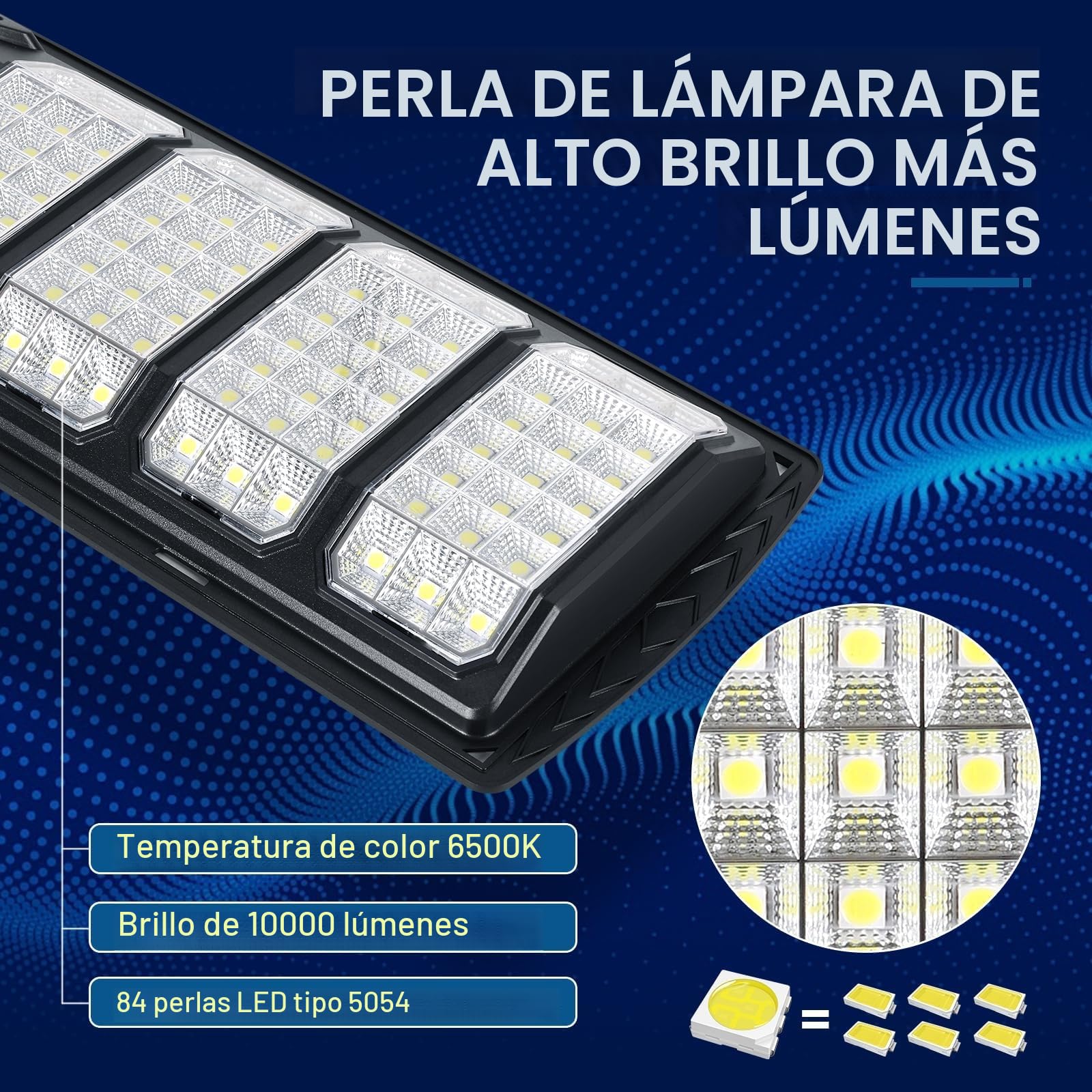 Farolas Solares Exterior 600W, 84 LED Farola Potente con Control Remoto,IP66 Impermeable Luz Solar Exterior Sensor de Movimiento,Foco Solar Luz de Seguridad para Jardín, Patio,2 Paquetes