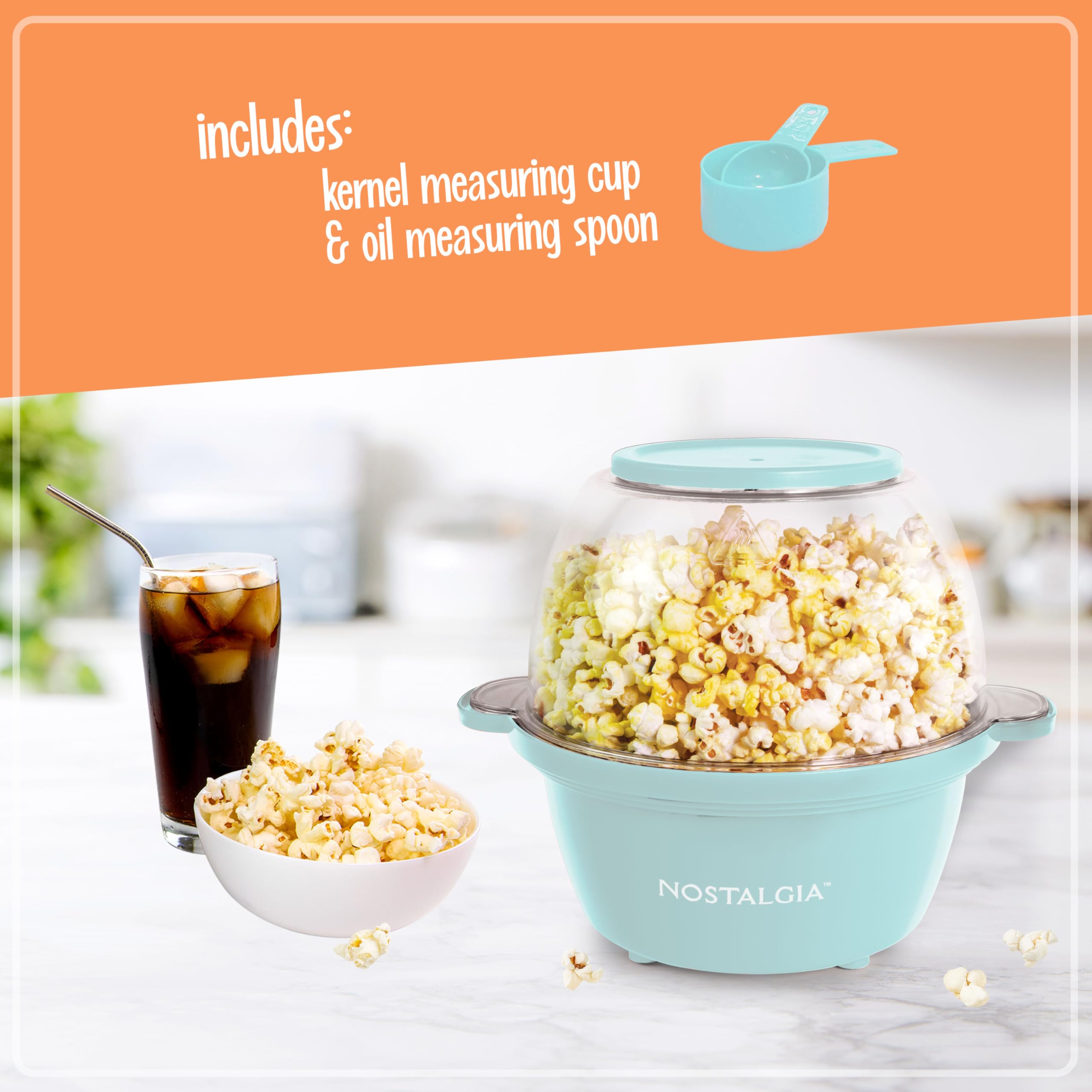 NOSTALGIA NSPFP2AQ6A 2 QT STIRRING POPCORN MAKER AQUA : Amazon.com